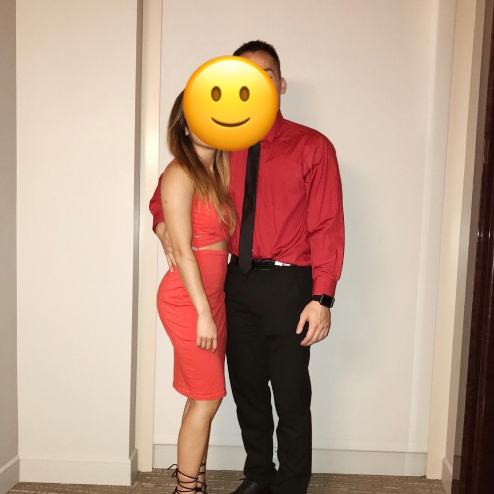 Red knee length dress